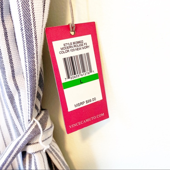 Vince Camuto Sleeveless Dobby Striped Jumper Large - Picture 4 of 9